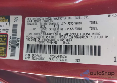 2015 Toyota Tundra Crewmax Sr5/Trd Pro from USA, damaged, VIN 5TFDW5F11FX464900